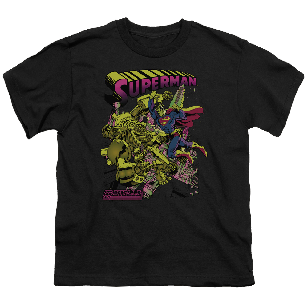 Superman Versus Metallo Blacklight - Youth T-Shirt Youth T-Shirt (Ages 8-12) Superman   