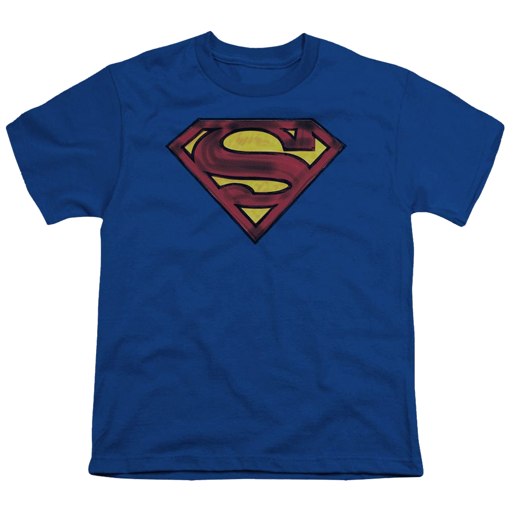 Superman Charcoal Shield - Youth T-Shirt Youth T-Shirt (Ages 8-12) Superman   