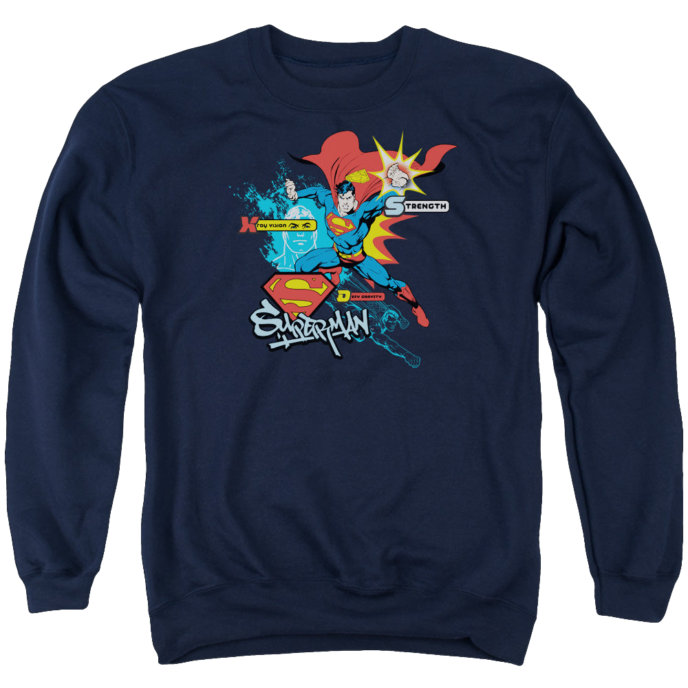 Superman Abilities - Men's Crewneck Sweatshirt Men's Crewneck Sweatshirt Superman   