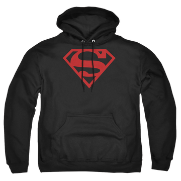 Superman Red On Black Shield - Pullover Hoodie Pullover Hoodie Superman   