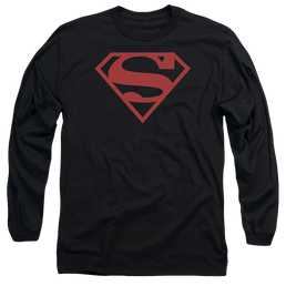Superman Red On Black Shield - Men's Long Sleeve T-Shirt Men's Long Sleeve T-Shirt Superman   
