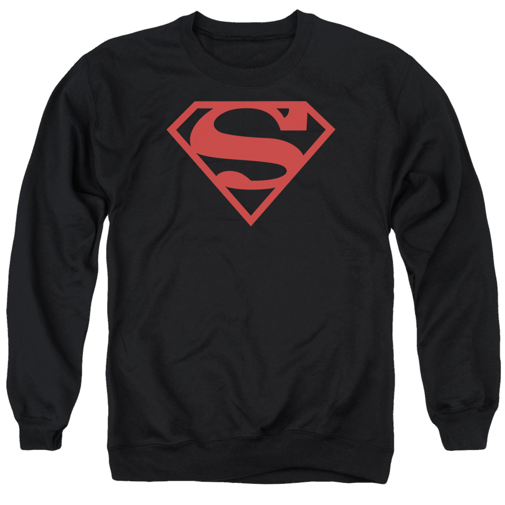 Superman Red On Black Shield - Men's Crewneck Sweatshirt Men's Crewneck Sweatshirt Superman   