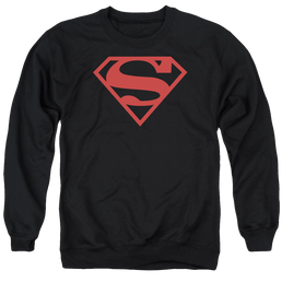 Superman Red On Black Shield - Men's Crewneck Sweatshirt Men's Crewneck Sweatshirt Superman   