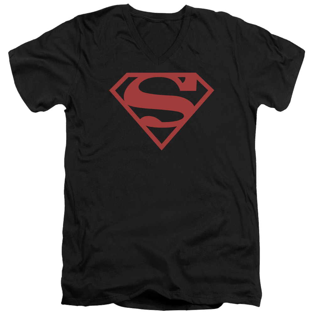 Superman Red On Black Shield - Men's V-Neck T-Shirt Men's V-Neck T-Shirt Superman   