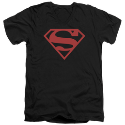 Superman Red On Black Shield - Men's V-Neck T-Shirt Men's V-Neck T-Shirt Superman   