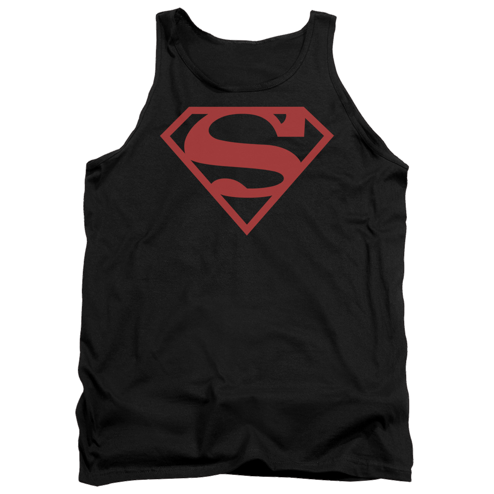Superman Red On Black Shield - Men's Tank Top Men's Tank Superman   