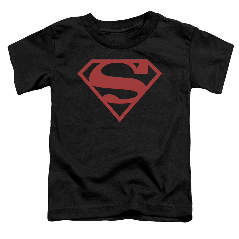 Superman Red On Black Shield - Toddler T-Shirt Toddler T-Shirt Superman   