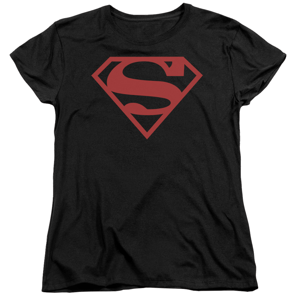 Superman Red On Black Shield - Women's T-Shirt Women's T-Shirt Superman   