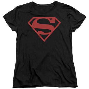 Black women's t-shirt with Superman Red On Black Shield graphic