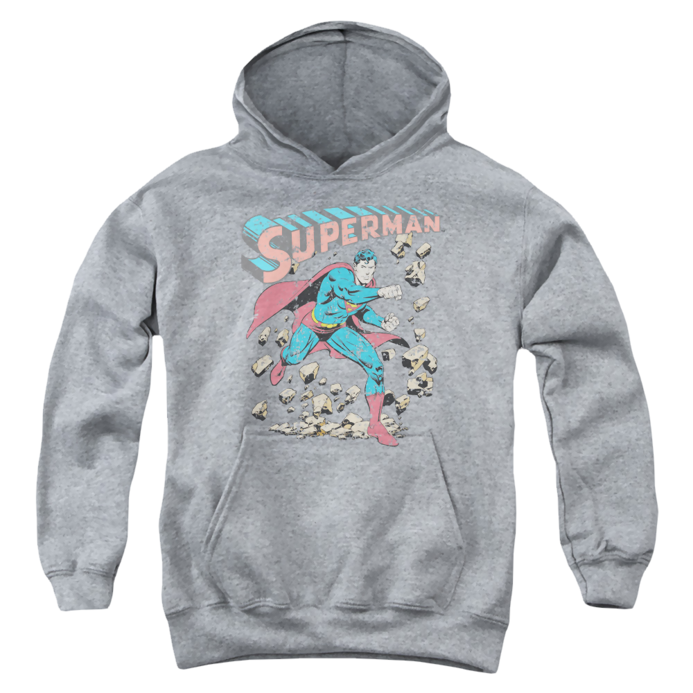Superman Mad At Rocks - Youth Hoodie Youth Hoodie (Ages 8-12) Superman   