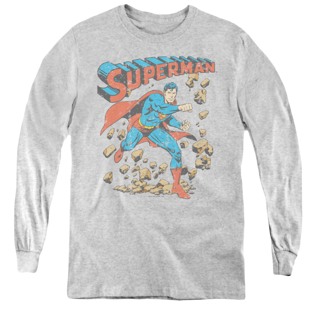 Superman Mad At Rocks - Youth Long Sleeve T-Shirt Youth Long Sleeve T-Shirt Superman   