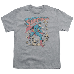 Superman Mad At Rocks - Youth T-Shirt Youth T-Shirt (Ages 8-12) Superman   