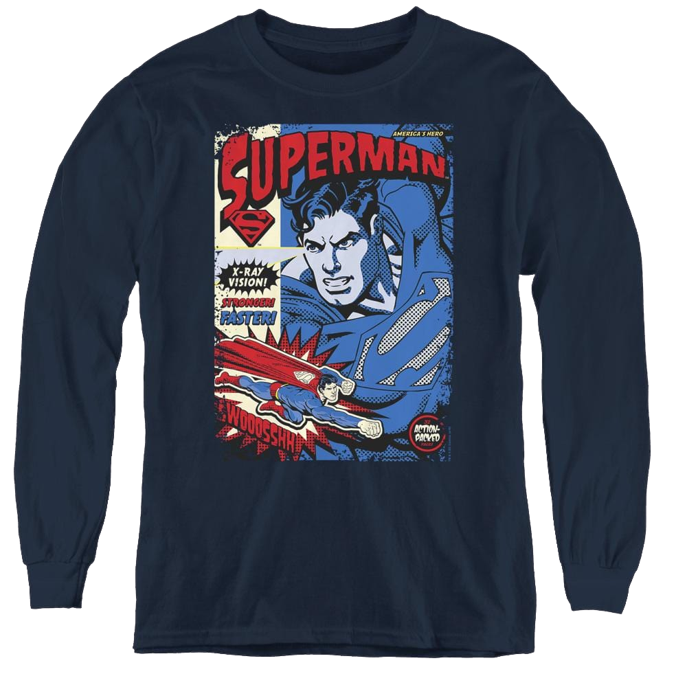 Superman Action Packed - Youth Long Sleeve T-Shirt Youth Long Sleeve T-Shirt Superman   