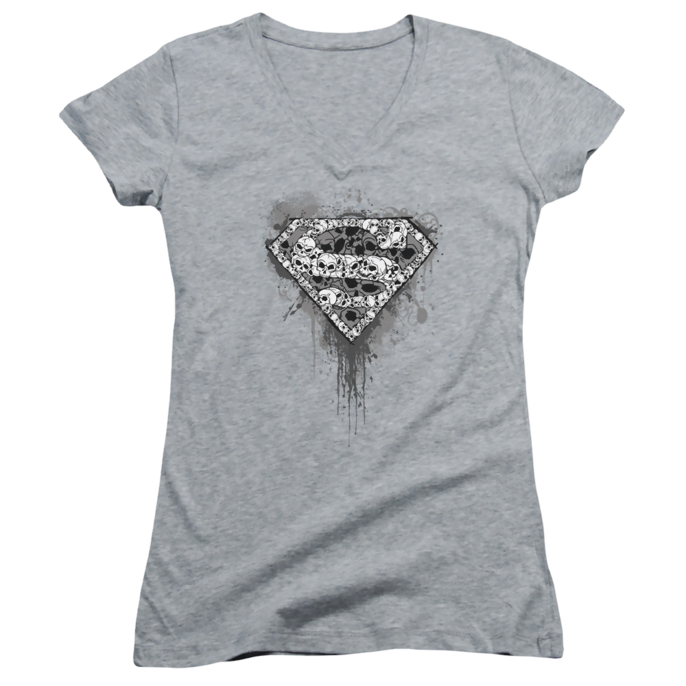 Superman Many Super Skulls - Juniors V-Neck T-Shirt Juniors V-Neck T-Shirt Superman   
