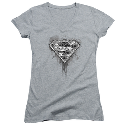 Superman Many Super Skulls - Juniors V-Neck T-Shirt Juniors V-Neck T-Shirt Superman   