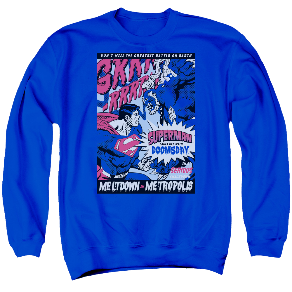 Superman Meltdown - Men's Crewneck Sweatshirt Men's Crewneck Sweatshirt Superman   