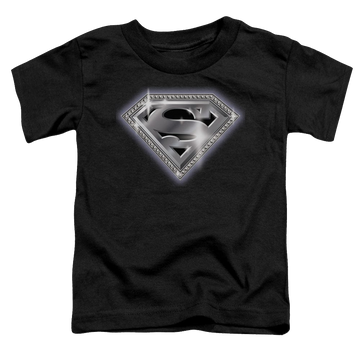Black toddler t-shirt with Superman Bling Shield graphic