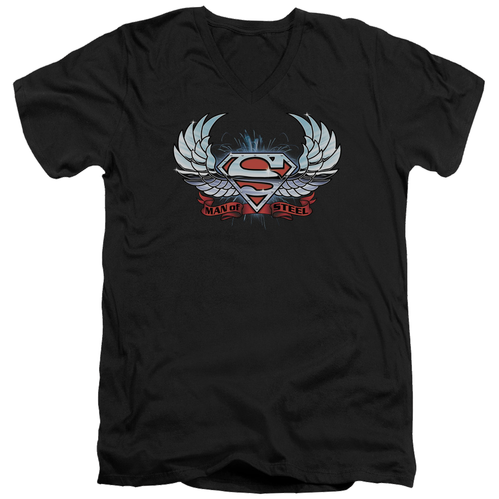 Superman Chrome Wings Shield - Men's V-Neck T-Shirt Men's V-Neck T-Shirt Superman   