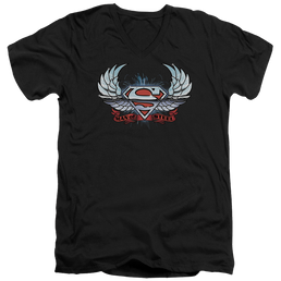 Superman Chrome Wings Shield - Men's V-Neck T-Shirt Men's V-Neck T-Shirt Superman   