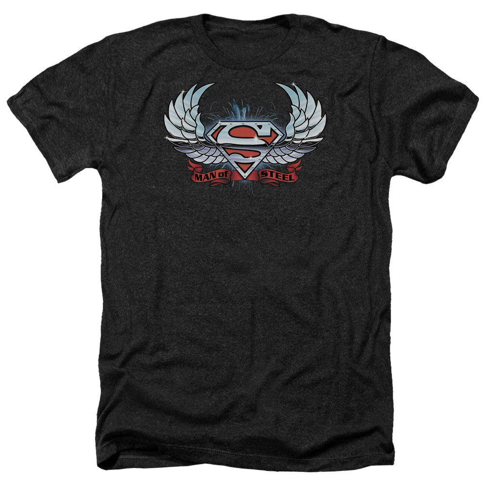 Superman Chrome Wings Shield - Men's Heather T-Shirt Men's Heather T-Shirt Superman   