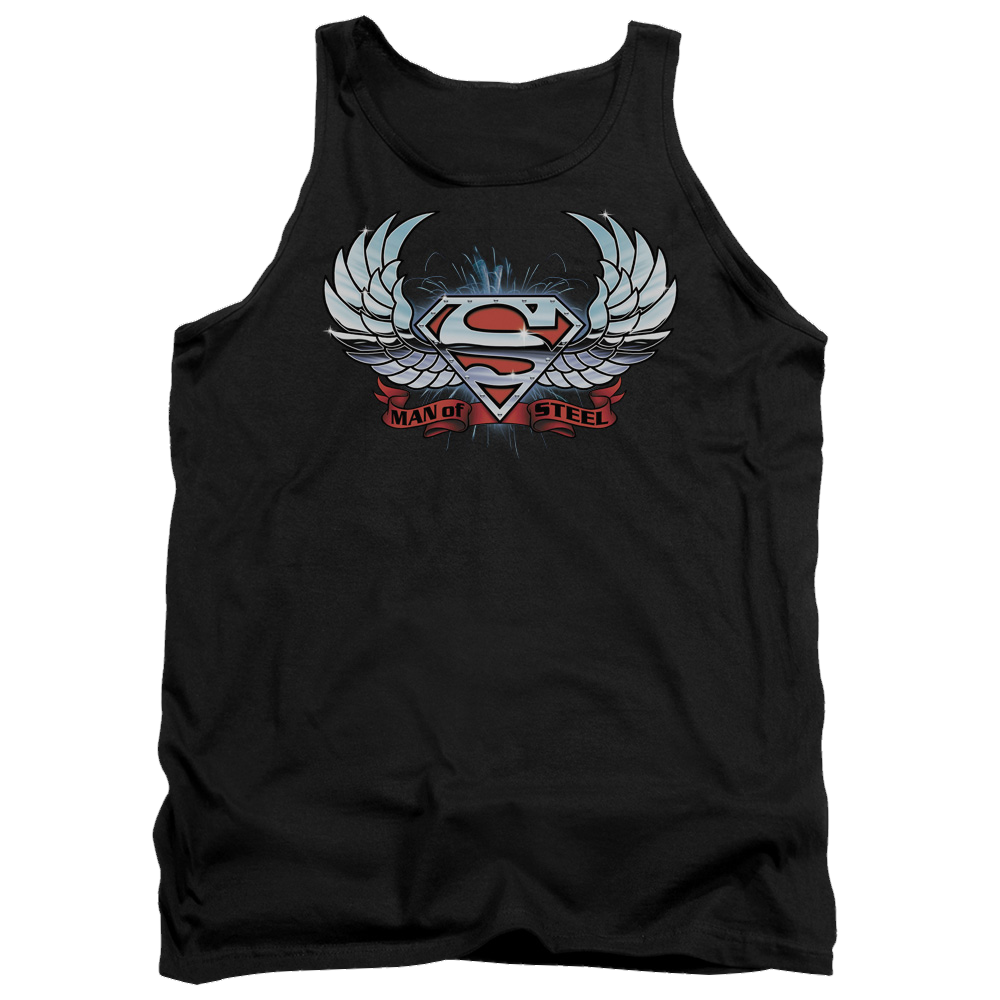 Superman Chrome Wings Shield - Men's Tank Top Men's Tank Superman   