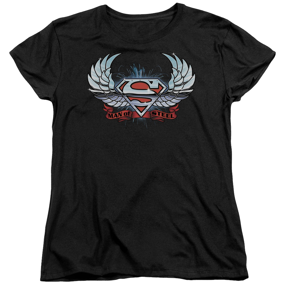 Superman Chrome Wings Shield - Women's T-Shirt Women's T-Shirt Superman   