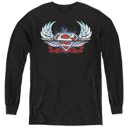 Superman Chrome Wings Shield - Youth Long Sleeve T-Shirt Youth Long Sleeve T-Shirt Superman   