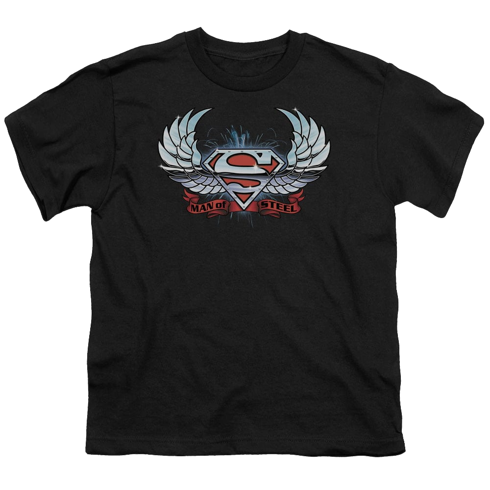 Superman Chrome Wings Shield - Youth T-Shirt Youth T-Shirt (Ages 8-12) Superman   