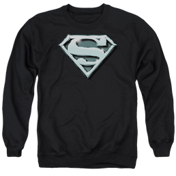 Superman Chrome Shield - Men's Crewneck Sweatshirt Men's Crewneck Sweatshirt Superman   