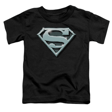 Black toddler t-shirt with Superman Chrome Shield graphic