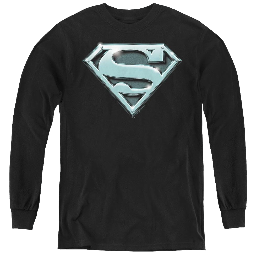 Superman Chrome Shield - Youth Long Sleeve T-Shirt Youth Long Sleeve T-Shirt Superman   