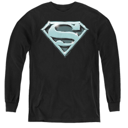 Superman Chrome Shield - Youth Long Sleeve T-Shirt Youth Long Sleeve T-Shirt Superman   