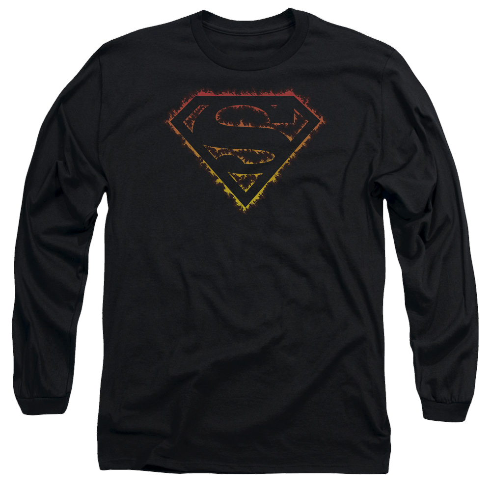 Superman Flame Outlined Logo - Men's Long Sleeve T-Shirt Men's Long Sleeve T-Shirt Superman   