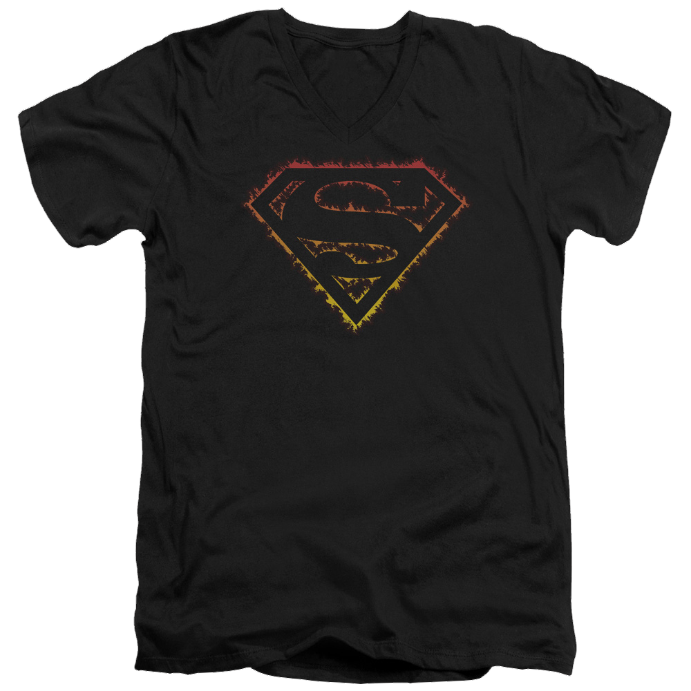 Superman Flame Outlined Logo - Men's V-Neck T-Shirt Men's V-Neck T-Shirt Superman   