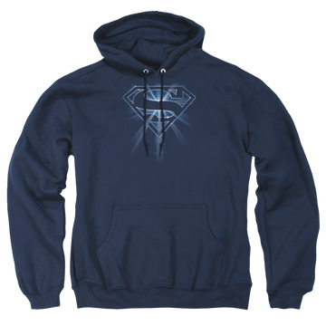 Navy pullover hoodie with Superman Glowing Shield graphic