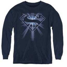 Superman Glowing Shield - Youth Long Sleeve T-Shirt Youth Long Sleeve T-Shirt Superman   