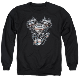 Superman V Twin Logo - Men's Crewneck Sweatshirt Men's Crewneck Sweatshirt Superman   