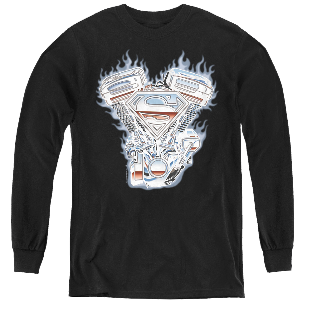 Superman V Twin Logo - Youth Long Sleeve T-Shirt Youth Long Sleeve T-Shirt Superman   