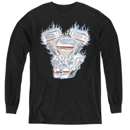 Superman V Twin Logo - Youth Long Sleeve T-Shirt Youth Long Sleeve T-Shirt Superman   