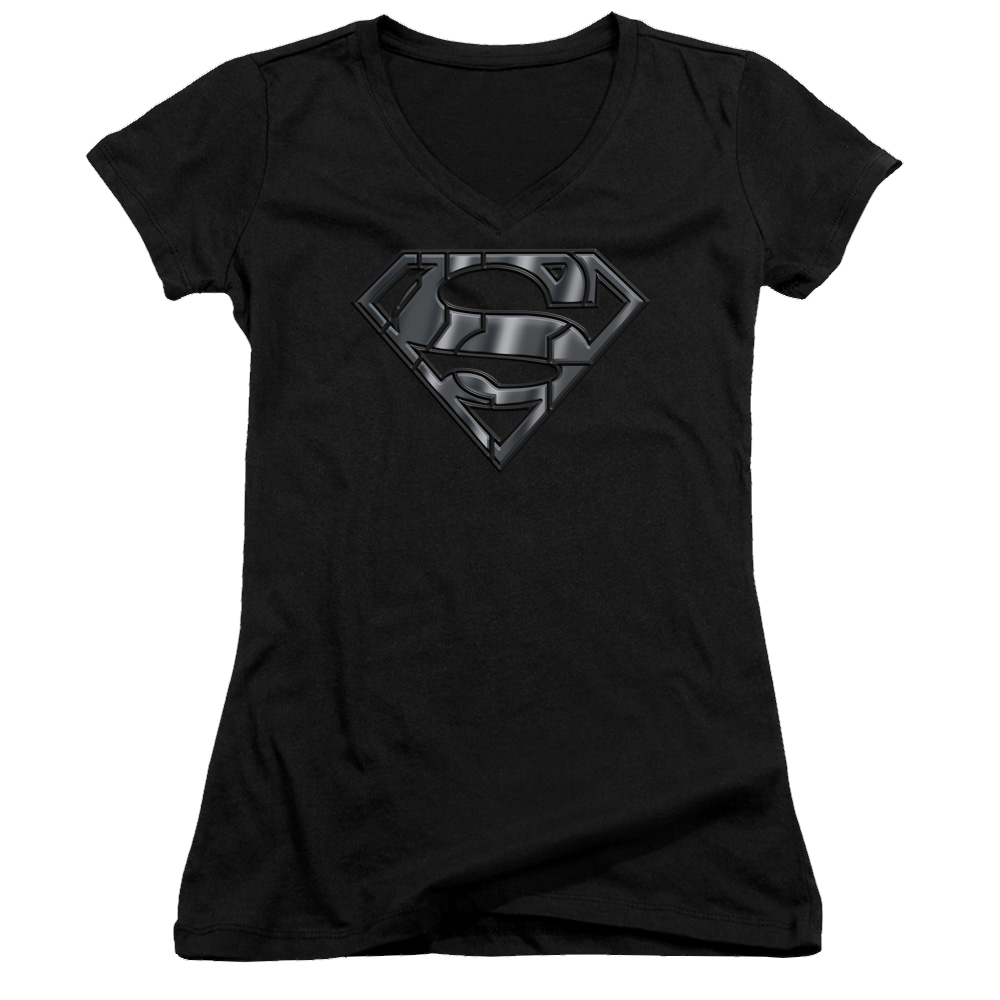 Superman Mech Shield - Juniors V-Neck T-Shirt Juniors V-Neck T-Shirt Superman   
