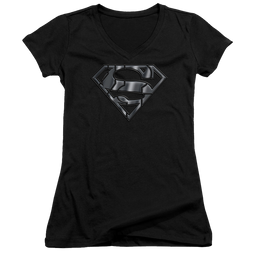 Superman Mech Shield - Juniors V-Neck T-Shirt Juniors V-Neck T-Shirt Superman   
