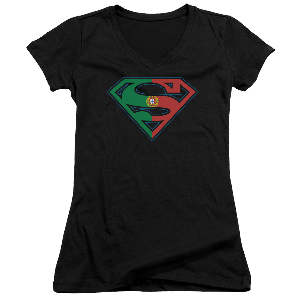 Superman Portugal Shield - Juniors V-Neck T-Shirt Juniors V-Neck T-Shirt Superman   