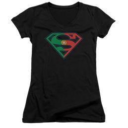 Superman Portugal Shield - Juniors V-Neck T-Shirt Juniors V-Neck T-Shirt Superman   