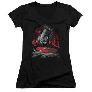 Superman Man Of Steel - Juniors V-Neck T-Shirt Juniors V-Neck T-Shirt Superman   