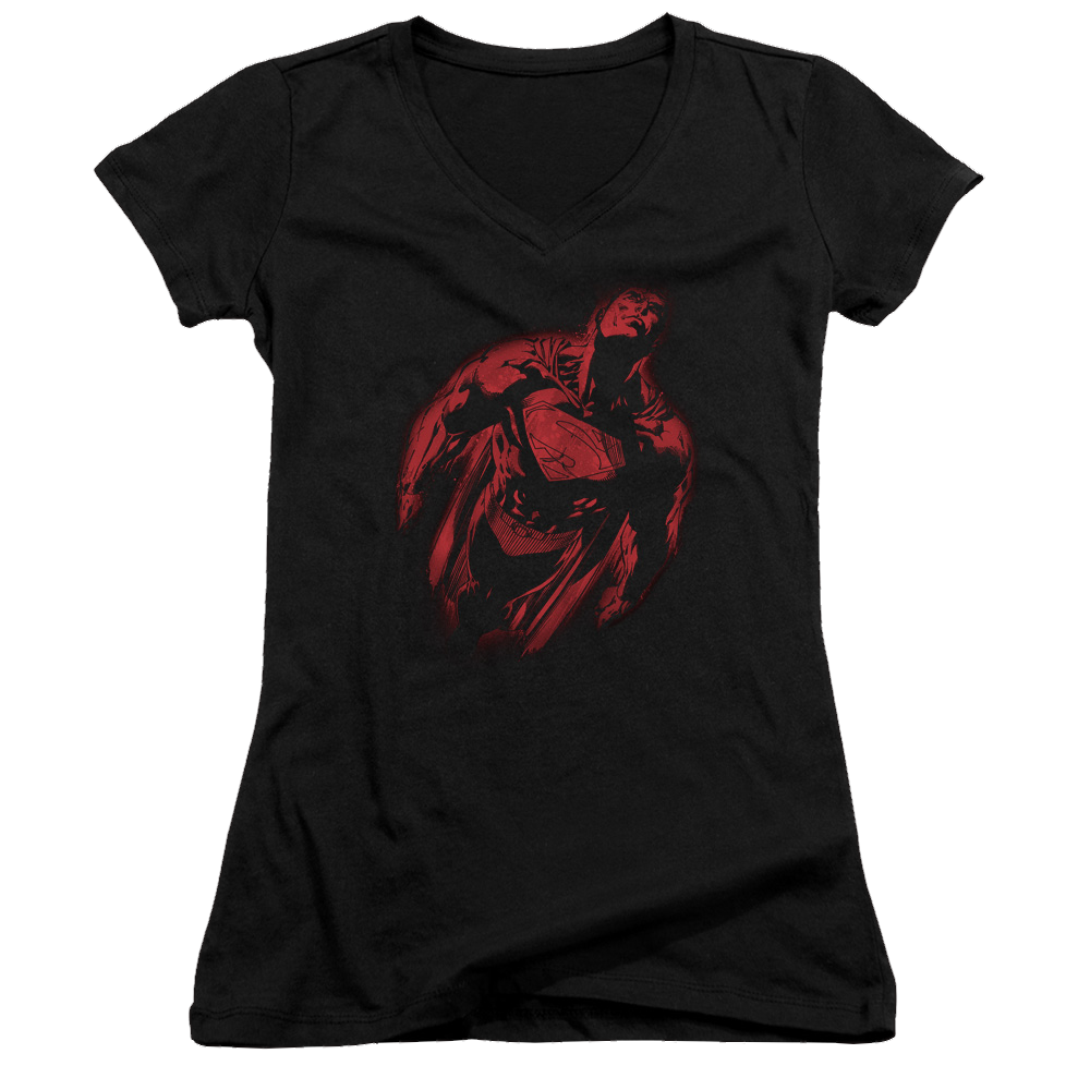 Superman Sprayed Supes - Juniors V-Neck T-Shirt Juniors V-Neck T-Shirt Superman   
