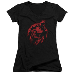 Superman Sprayed Supes - Juniors V-Neck T-Shirt Juniors V-Neck T-Shirt Superman   