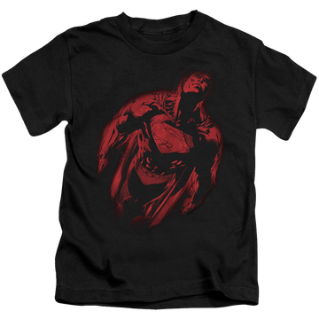 Black kid's t-shirt for ages 4 to 7 with Superman Sprayed Supes graphic
