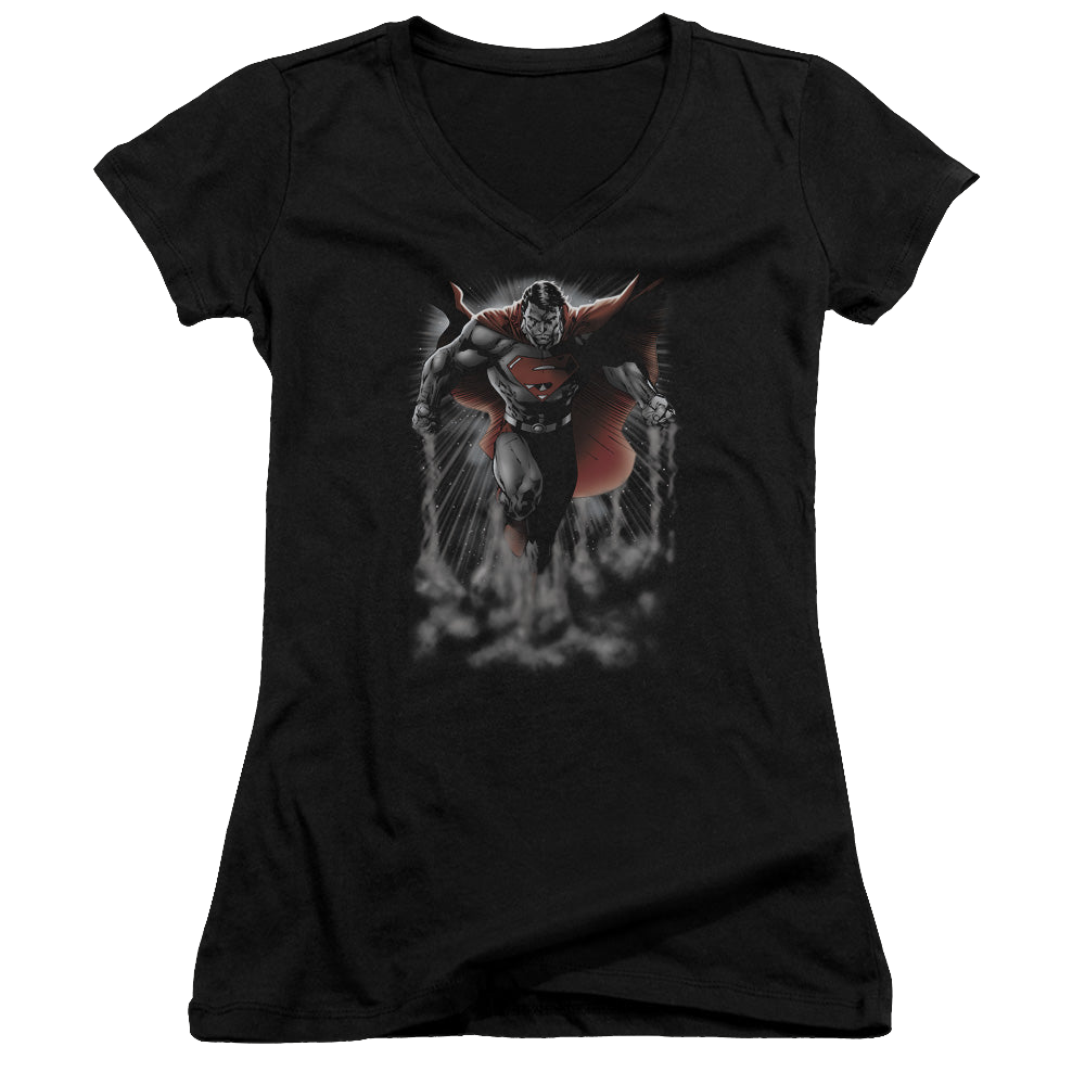 Superman Above The Clouds - Juniors V-Neck T-Shirt Juniors V-Neck T-Shirt Superman   