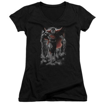 Superman Above The Clouds - Juniors V-Neck T-Shirt Juniors V-Neck T-Shirt Superman   