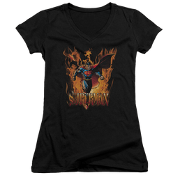 Superman Through The Fire - Juniors V-Neck T-Shirt Juniors V-Neck T-Shirt Superman   